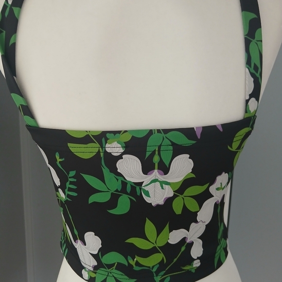 Cynthia Rowley Devi Bonded Tank - Green/White Floral Size S. FL - Picture 4 of 6